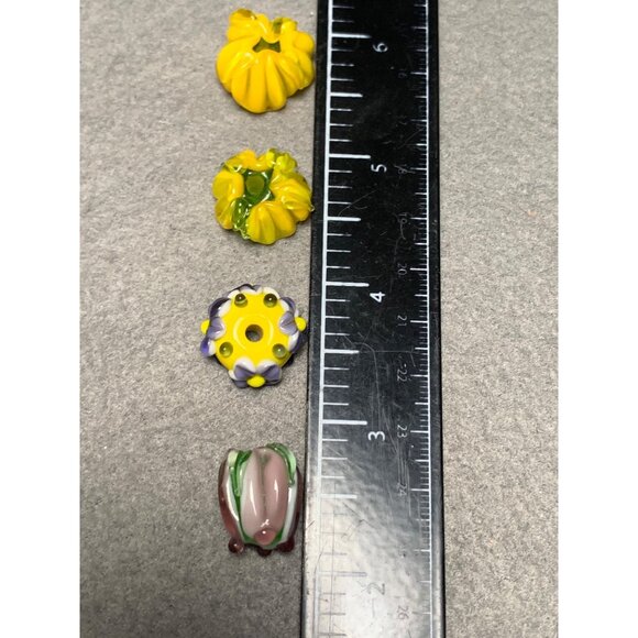 Handmade Glass Lampwork Flower Beads Set of 6 Assorted Colors - Picture 7 of 10